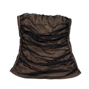Vintage Y2K Necessary Objects Womens Size M Sheer Ruched Black Tube Top Edgy